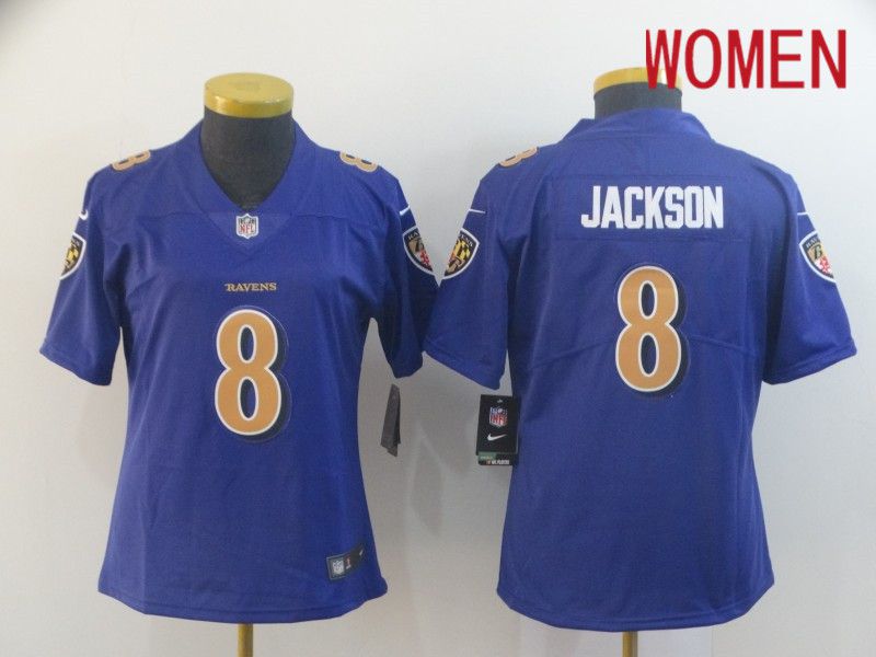 Women Baltimore Ravens #8 Jackson Purple Nike Vapor Untouchable Limited Player NFL Jerseys->women nfl jersey->Women Jersey
